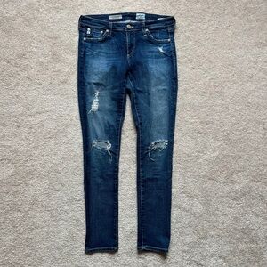 AG Adriano Goldschmied The Legging Ankle Distressed Super Skinny Jeans Size 27